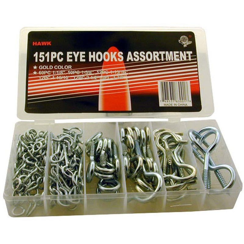 151 Piece Assorted Size Hook & Eyes (Pack of: 1) - HW-83001 - ToolUSA