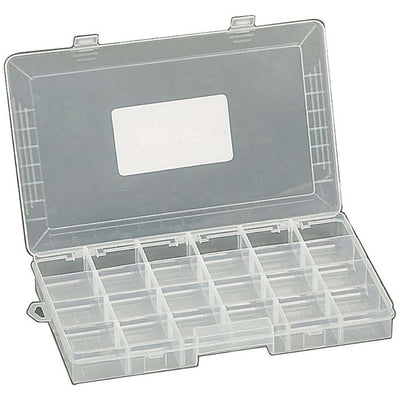 15"x9"x2" Clear Plastic, 24-Compartment Craft Or Bead Organizer Box With Hinged Lid - MJ-02084 - ToolUSA