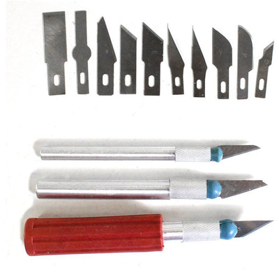 16 Piece Hobby Knive Set - 13 Blades - 3 Handles & Custom Fit Storage Box - PL-PL1600-YW - ToolUSA