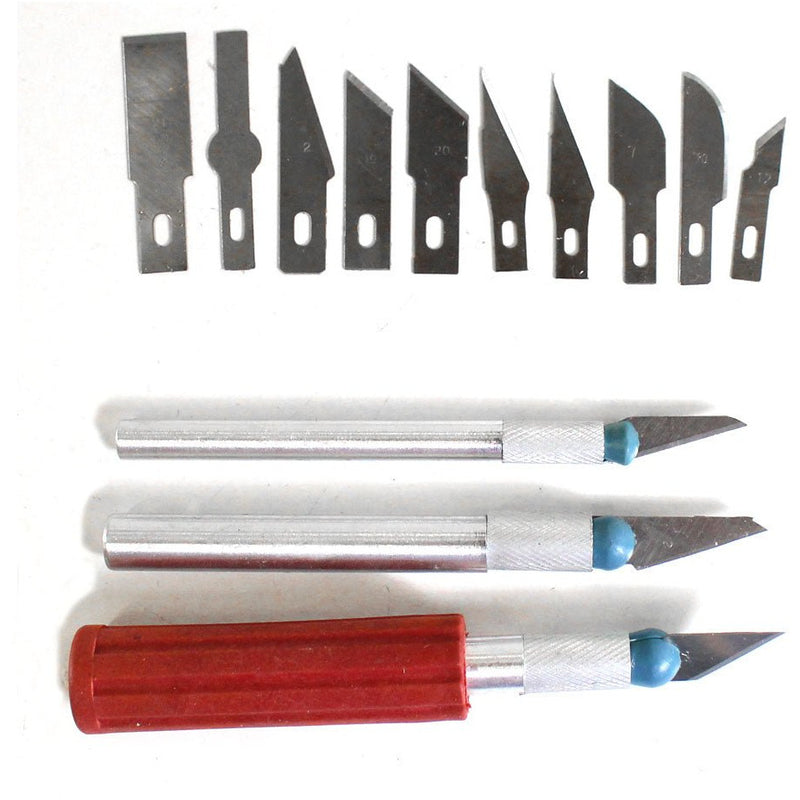 16 Piece Hobby Knive Set - 13 Blades - 3 Handles & Custom Fit Storage Box - PL-PL1600-YW - ToolUSA