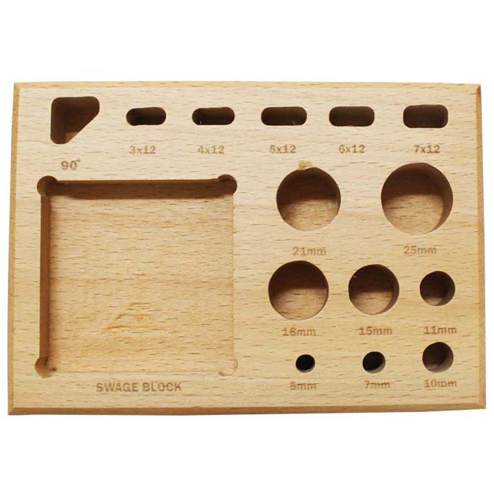 16 Piece Wooden Swage Block Set With Various Shaped Punches - TJ-43352 - ToolUSA