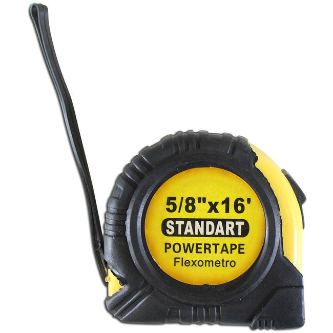 16' X 5/8" Metal Measuring Tape - Hand Strap & Waist Clip - TM-17160 - ToolUSA