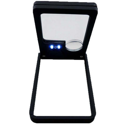 1.75" Square Lens Magnifier With LED & UV Light, And Tilting Frame Stand, 3 X and 10X Power - MG7637 - ToolUSA