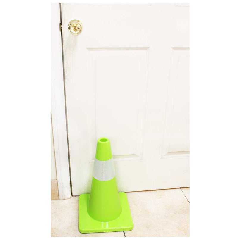 18 Inch Neon Green Safety Cone With 2 Inch White Fluorescent Strip - ST18-G - ToolUSA