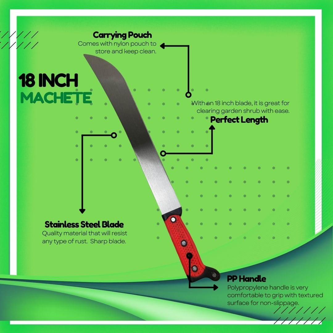 18" Machete with Comfort Grip Handle - G-12309 - ToolUSA
