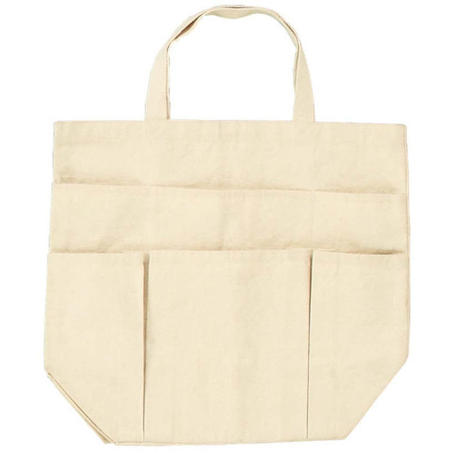 18x16 Inch White Cotton Canvas Tote Bag with 6 Pockets - AB-00365 - ToolUSA