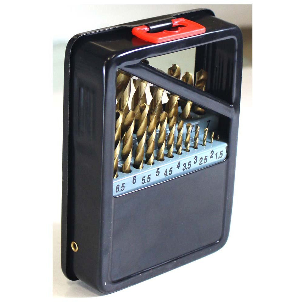 19 Piece Titanium Drill Bit Set with Stand-Up Storage Case - TZ-05003 - ToolUSA