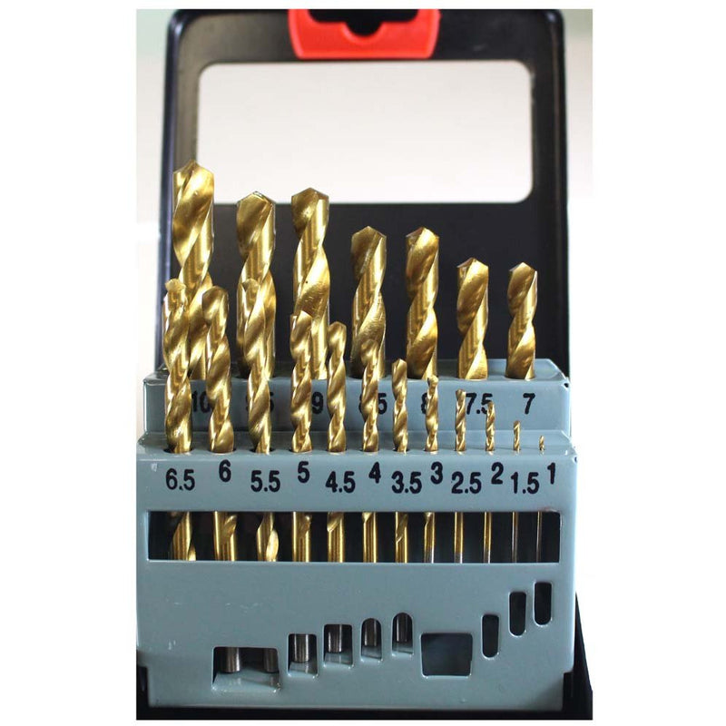 19 Piece Titanium Drill Bit Set with Stand-Up Storage Case - TZ-05003 - ToolUSA