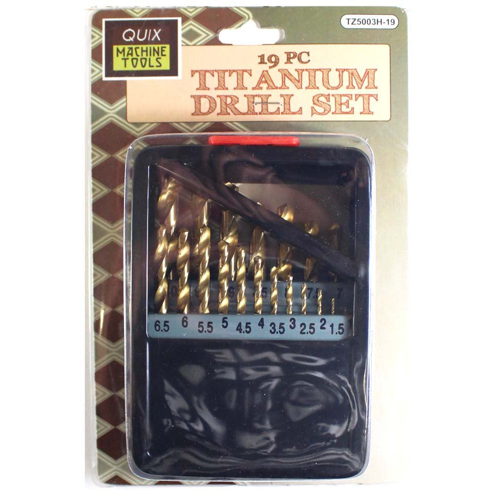 19 Piece Titanium Drill Bit Set with Stand-Up Storage Case - TZ-05003 - ToolUSA