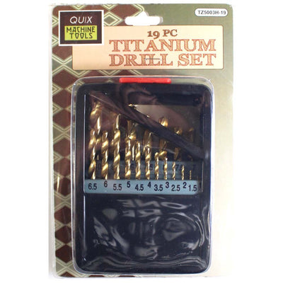 19 Piece Titanium Drill Bit Set with Stand-Up Storage Case - TZ-05003 - ToolUSA