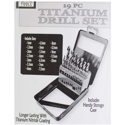 19 Piece Titanium Drill Bit Set with Stand-Up Storage Case - TZ-05003 - ToolUSA