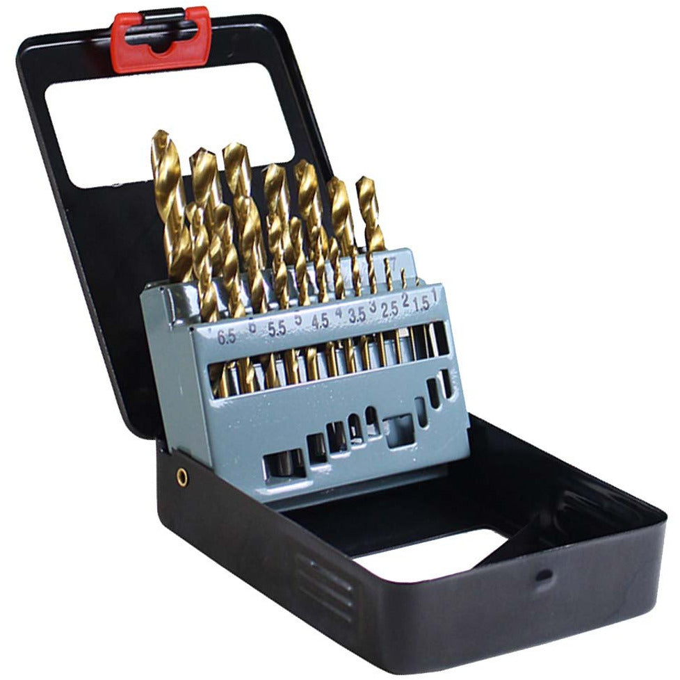 19 Piece Titanium Drill Bit Set with Stand-Up Storage Case - TZ-05003 - ToolUSA
