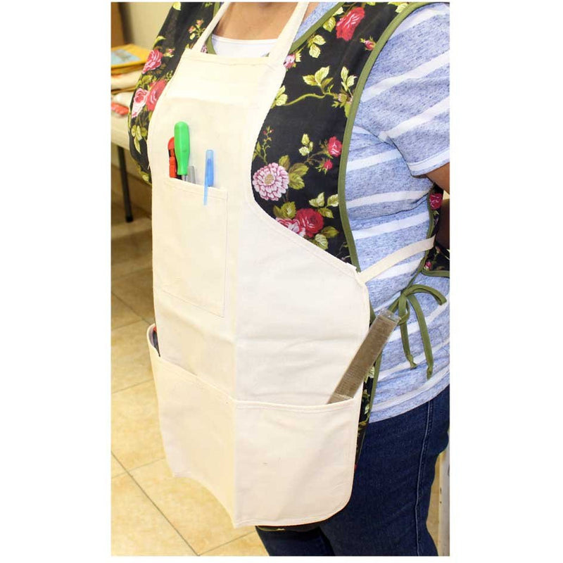 19x24 Inch Bib Style Cotton Canvas Apron with 3 Pockets - AP-61015 - ToolUSA