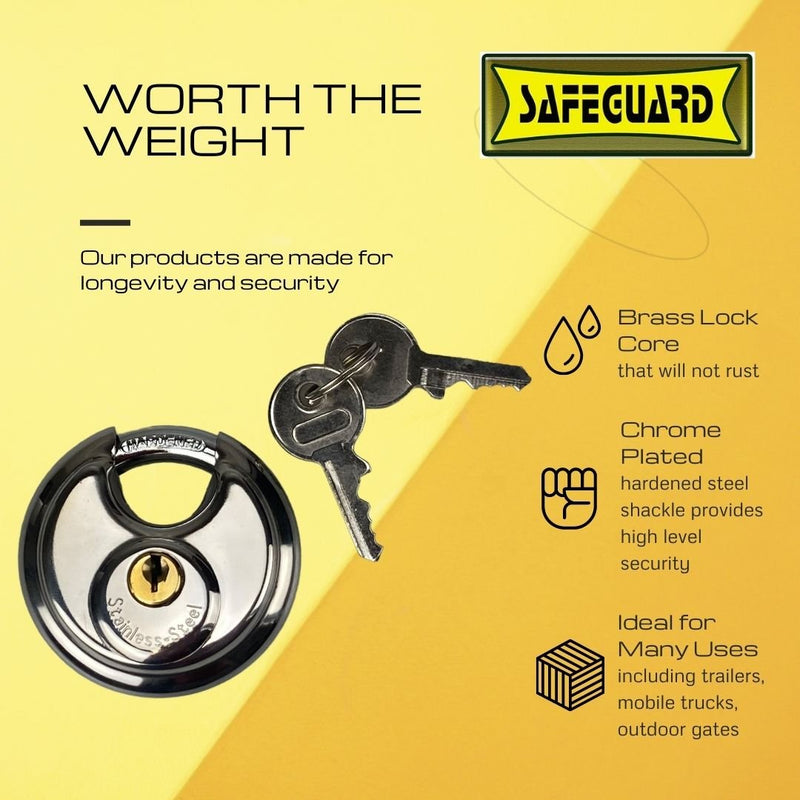 2-3/4" Stainless Steel Disc Padlock - TZ7370-70 - ToolUSA