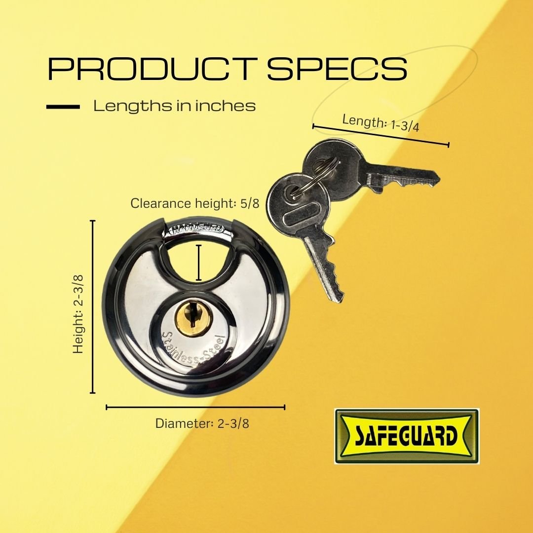2-3/8 Inch Stainless Steel Disc Padlock - TZ7370-60 - ToolUSA