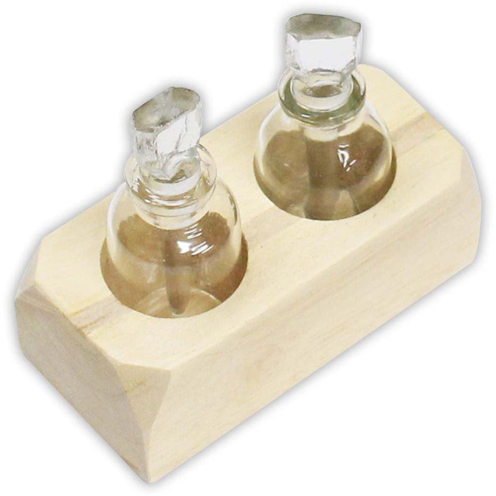 2 Glass Acid Bottles (Empty) with Wooden Holding Tray - TJ01-09115 ...