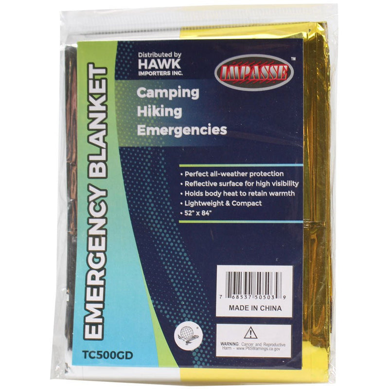 2-in-1 Reflective Gold and Silver 52 x 84 Inch Mylar Emergency Blanket (Pack of: 2) - TC-50503-Z02 - ToolUSA
