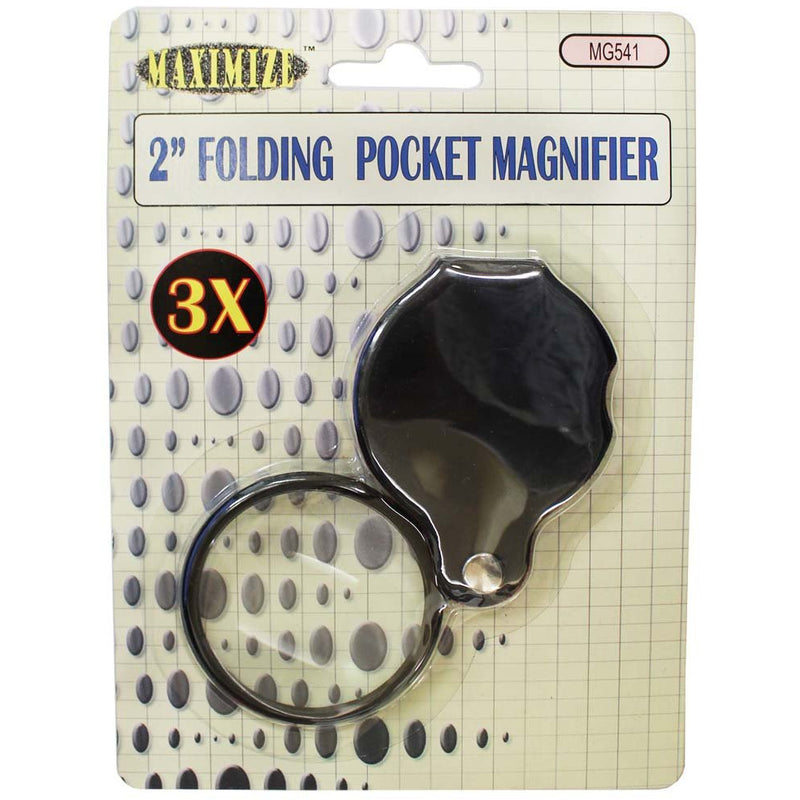2 Inch Diameter, Swivel-Type Pocket Magnifier With 3X Power, And Flexable Leatherette Case - MG-00541 - ToolUSA