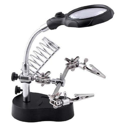 2 LED Helping Hand Magnifier with Soldering Stand - CR-89421 - ToolUSA
