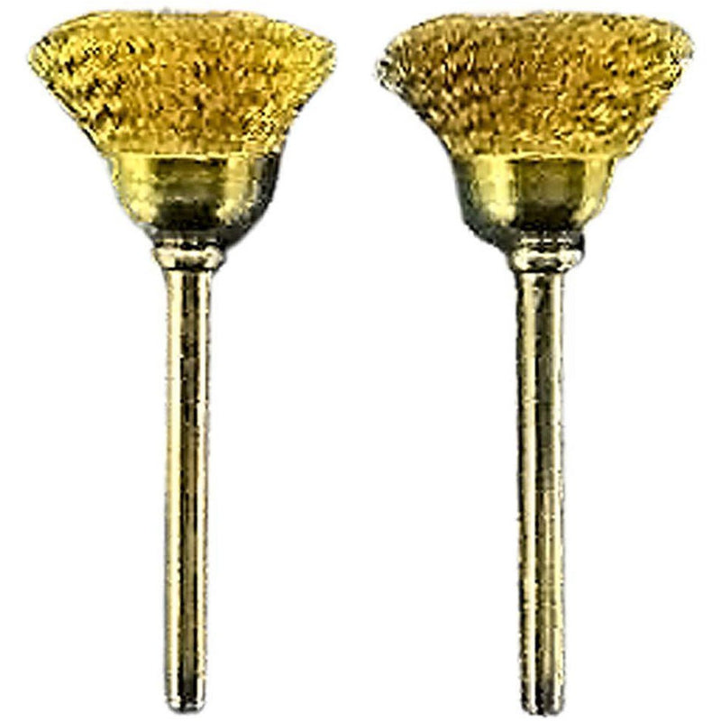 2 Pc 1/2" Brass End Brushes - 1/8" Shank (Pack of: 2) - TJ04-04414-Z02 - ToolUSA