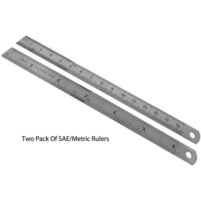 2 Pc. Stainless Steel Ruler - SAE and Metric (Pack of: 2) - TM-18306-Z02 - ToolUSA