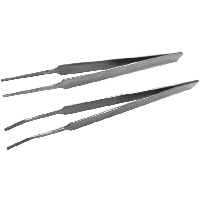 2 Piece 4.5 Inch Stainless Steel Tweezer Set - S1-09520 - ToolUSA