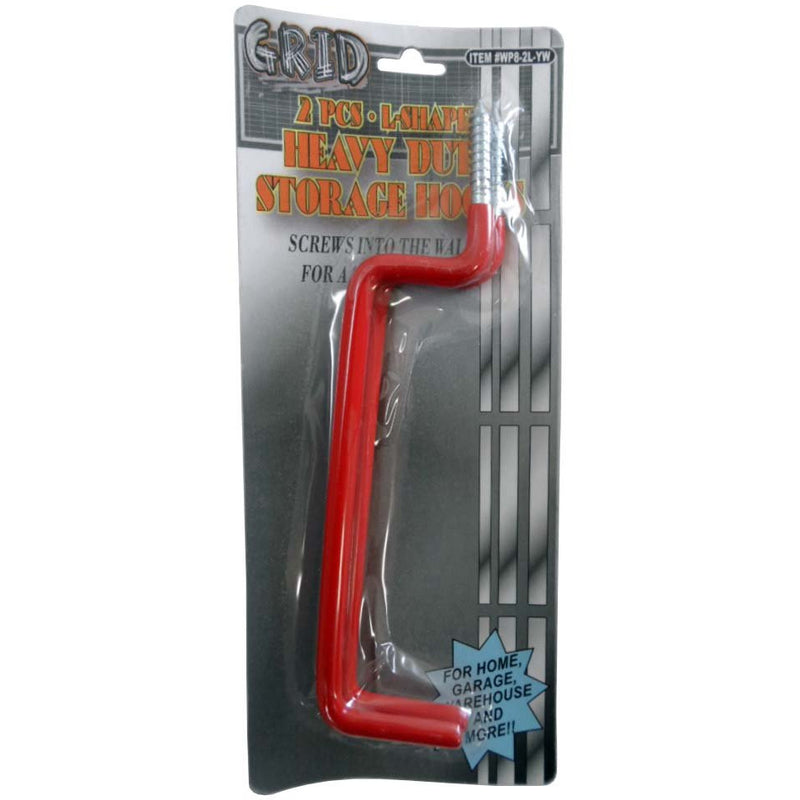 2 Piece Heavy Duty Storage Hooks - "L" Shaped - Vinyl Coating - WP-WP8-2L-YW - ToolUSA