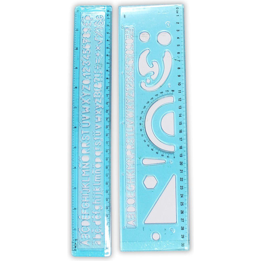 2 Piece Plastic Numbers, Letters & Shapes Rulers Set - CR-90459 - ToolUSA