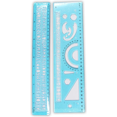 2 Piece Plastic Numbers, Letters & Shapes Rulers Set - CR-90459 - ToolUSA