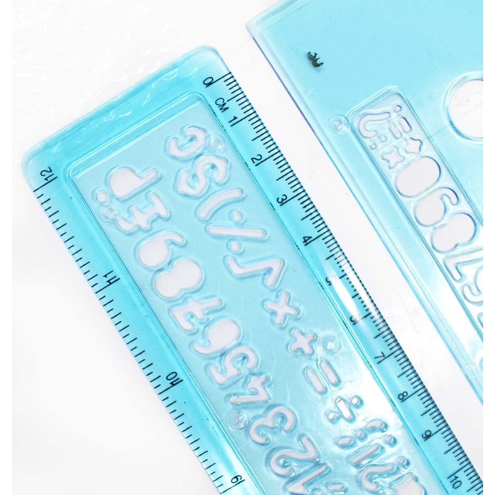 Number Two Shape Ruler Number And Shape Stencils ToolUSA Plastic Stencil Rulers Set - Letters ...