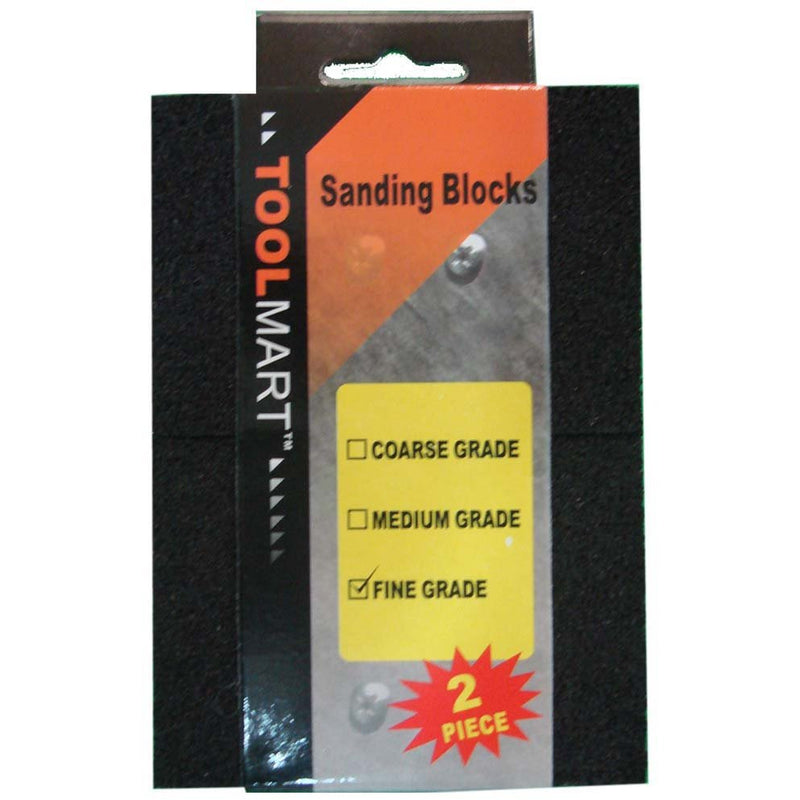 2 Piece Set Of 4" x 2.75" x 1" Sponge Rubber Blocks With Fine Grit Sandpaper Texture - TJ9207F-YH - ToolUSA