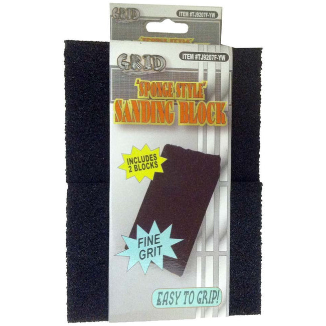 2 Piece Sponge Rubber Blocks Set - Fine Grit Sandpaper Texture - TJ-TJ9207F-YW - ToolUSA