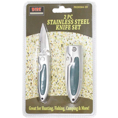 2 Piece Stainless Steel Pocket Knife Set - PK-20260 - ToolUSA