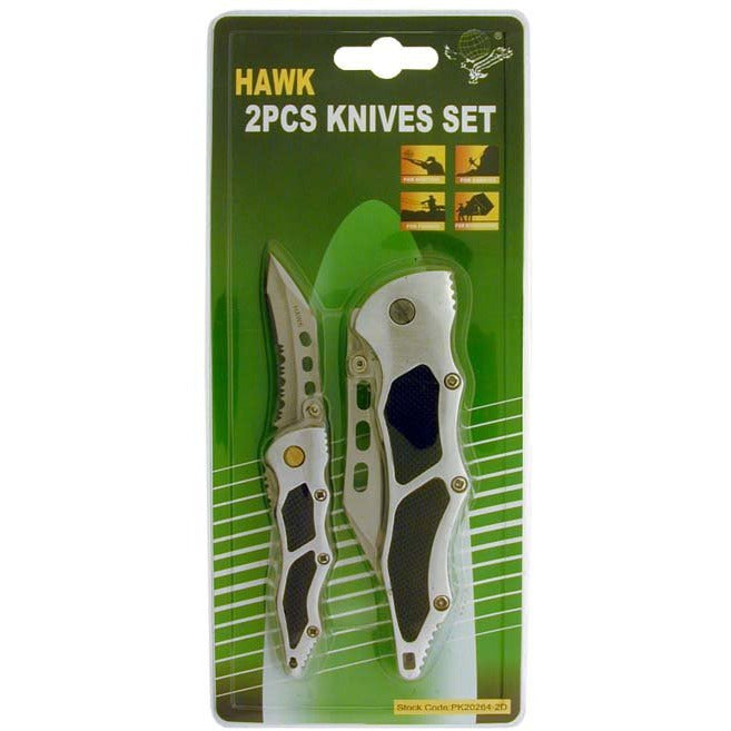 2 Piece Stainless Steel Pocket Knife Set - PK-20260 - ToolUSA