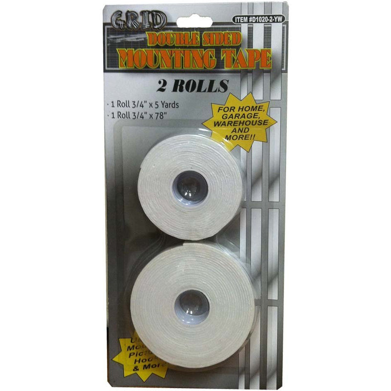 2 Rolls of Mounting Tape, 3/4-Inch Wide - D1020-2-YW - ToolUSA