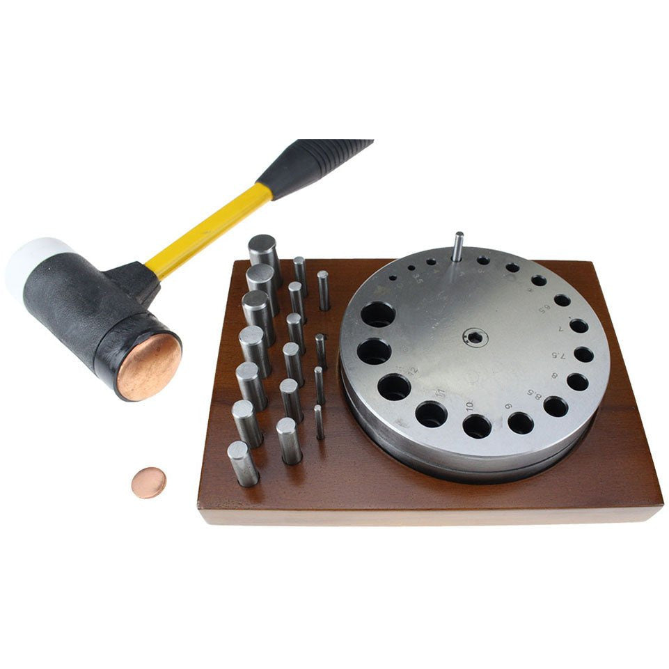 20 Piece Disc Cutter Set - 18 Cutters, Steel Plate and Hardwood Stand - TJ-30853 - ToolUSA