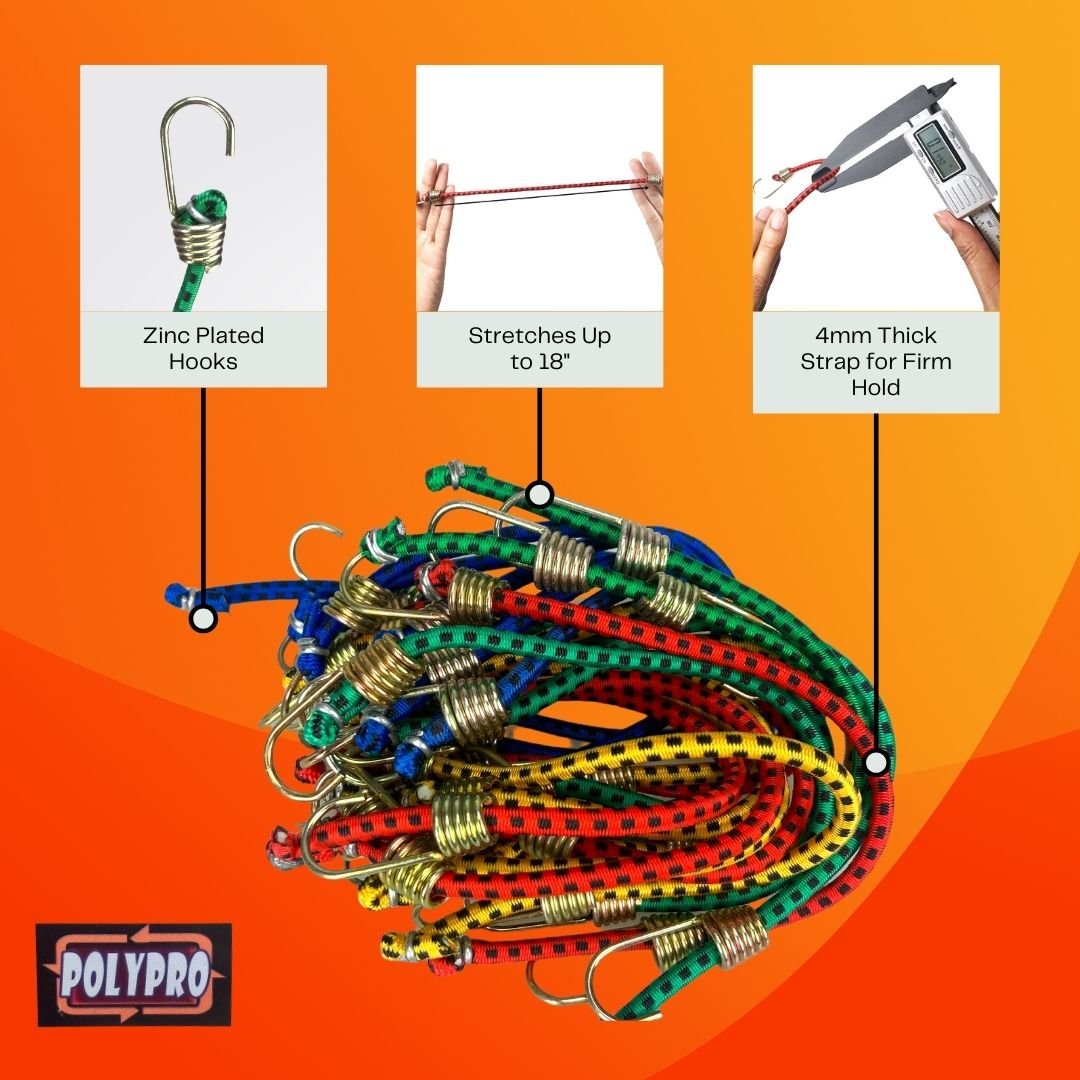 20 Piece Mini Bungee Cords, 10 Inches TA08509 ToolUSA