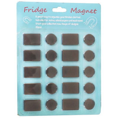 20 Piece Refrigerator Magnets Set - In Round & Rectangular Shapes For Crafts - MC6050-20-YX - ToolUSA