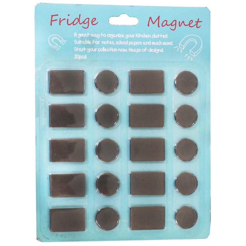 20 Piece Refrigerator Magnets Set - In Round & Rectangular Shapes For Crafts - MC6050-20-YX - ToolUSA