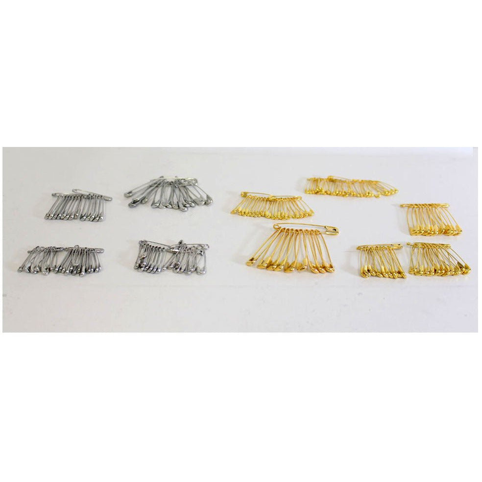 200 Piece Golden & Nickel-plated Safety Pins Set, Various Sizes - KIT-TZ350 - ToolUSA
