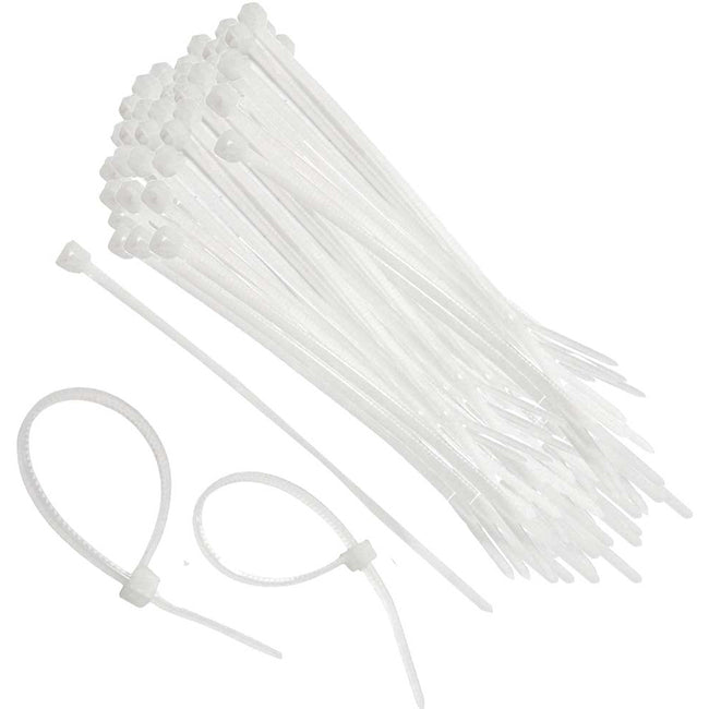200 Pieces 4" White Cable Ties - 50 lb. Tensile Strength (Pack of: 2) - TZ03-86040-Z02 - ToolUSA