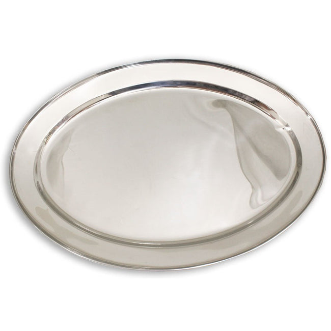 22" x 16" Large Oval Stainless Steel Tray - U-89555 - ToolUSA