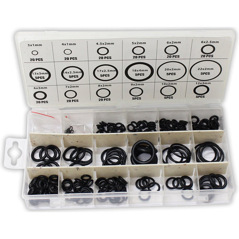 225 Piece Assorted Rubber "0" Rings in Clear Plastic Box - HW-02225 - ToolUSA