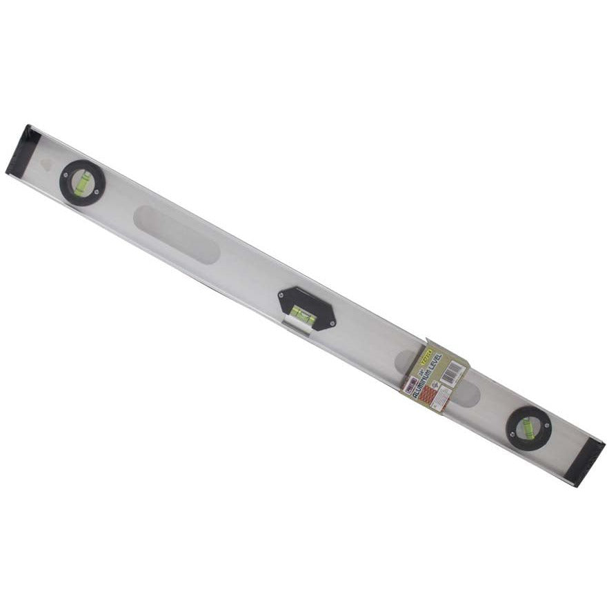 24 Inch Aluminum Level - 3 Curved Center Bubble Glass Vials - TZ-07224 - ToolUSA
