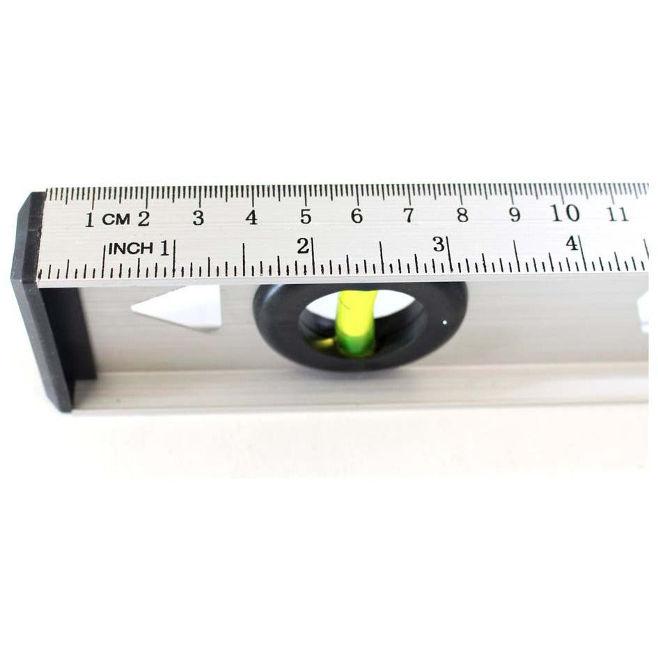 24 Inch Aluminum Level - 3 Curved Center Bubble Glass Vials - TZ-07224 - ToolUSA