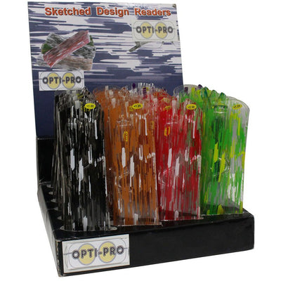 24 Pairs of Clear Plastic Reading Glasses Streaked with Beautiful Colors - RD-LSKY-SDR - ToolUSA