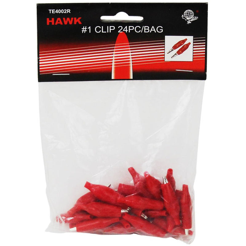 24 Piece #1 Size Alligator Clips with Red PVC Wrapping - TE-04002 - ToolUSA