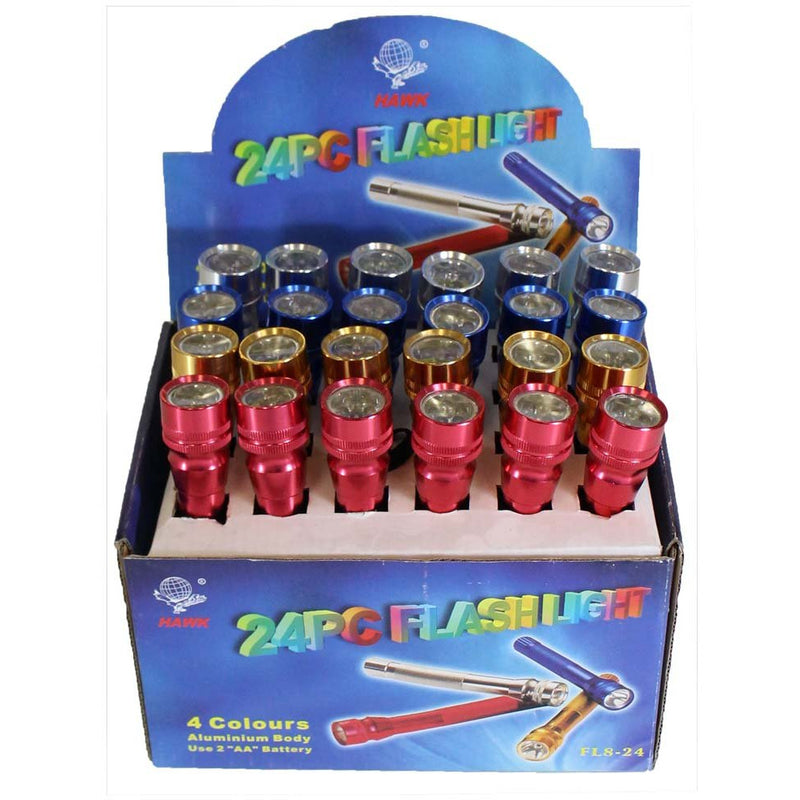 24 Piece Brightly Colored Aluminum Flashlights In Counter-Top Display - FL-87008 - ToolUSA