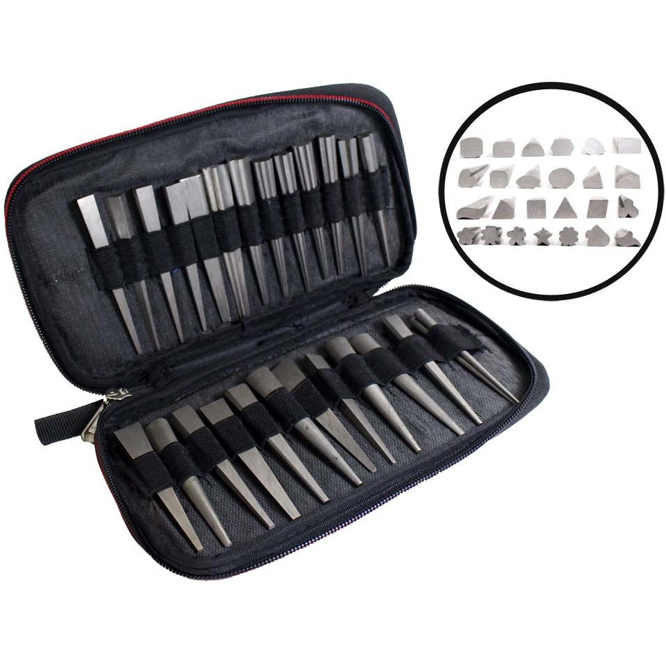 25 Piece Metal Shape Stamping Set with Zipper Case - TJ-44446 – ToolUSA