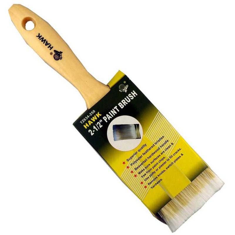 2.5" Wide Bristle Brush, for House Painting, Varnish or Lacquer (Pack of: 2) - TZ63-28437-Z02 - ToolUSA